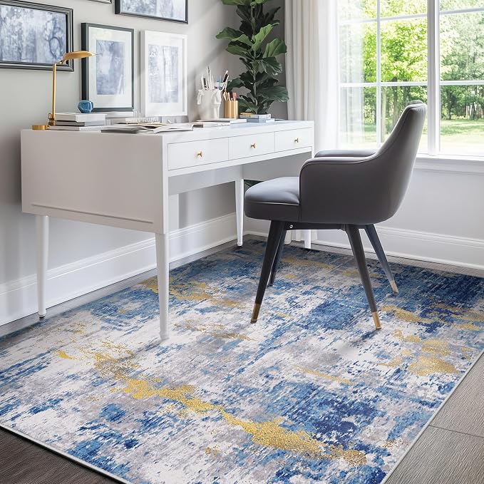 Washable Area Rugs 4'x6' Non-Slip Modern Abstract Soft by RELEANY