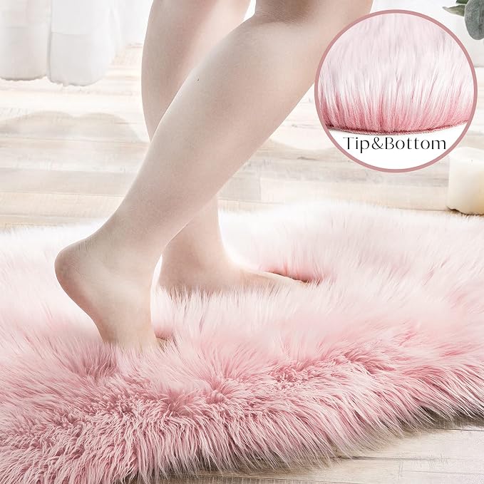 Ashler faux fur rug, Fluffy Shaggy Area Rug Ultra Soft 2 x 6 Feet Sheepskin Fur - Image 4