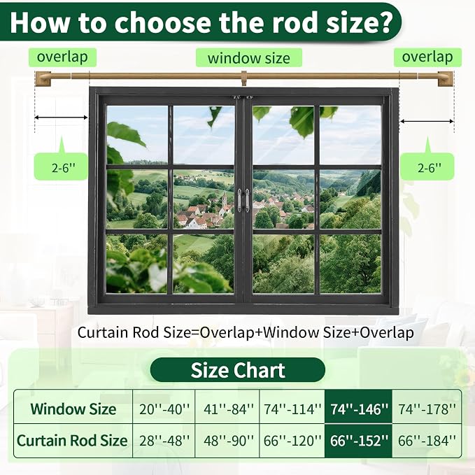 Boho Wood Grain Curtain Rods for Windows 66-152Inch Heavy Duty Wrap Around - Image 9