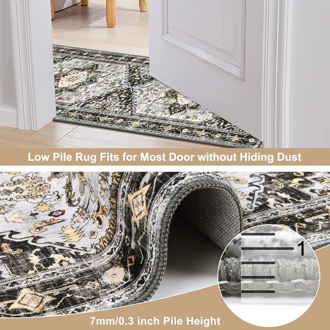 Yamaziot Washable Runner Rug, 2x8 Non-Slip Boho Vintage Hallway Rug Runner - Image 4