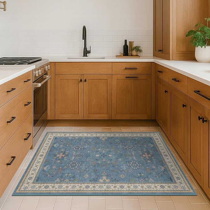 Washable Blue Rugs for Entryway Indoor - Image 3