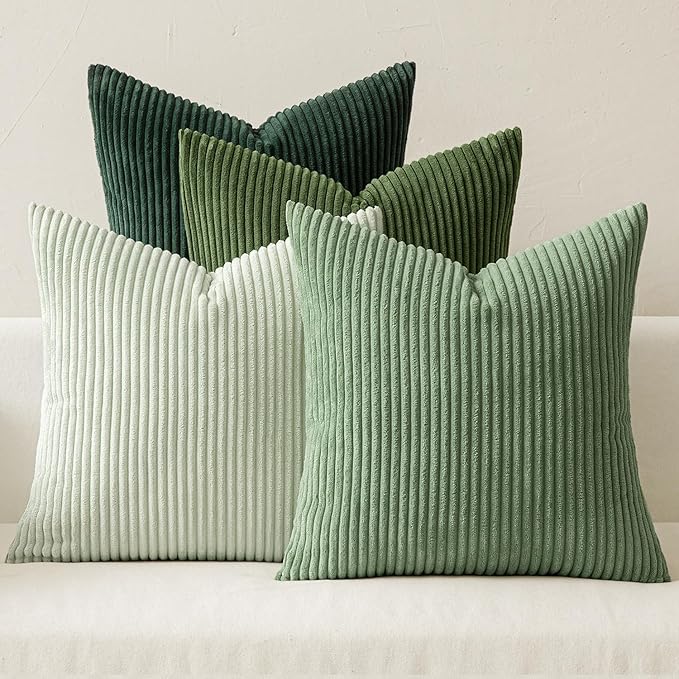 MIULEE Boho Farmhouse Sage Green Throw Pillow Covers 22x22 Inch Set of 4 by MIULEE