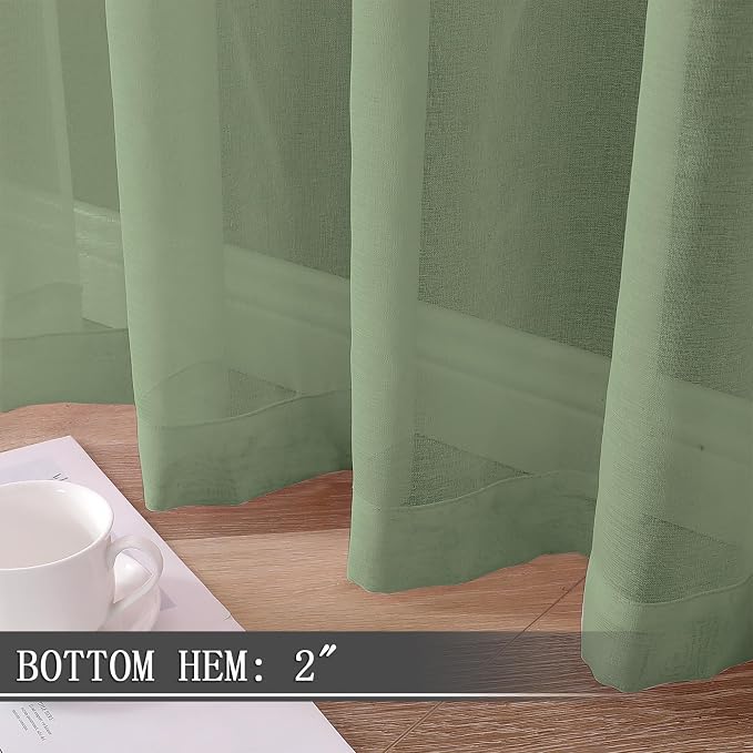 Tollpiz Sheer Curtains Linen Textured Living Room Curtain Sheers Light - Image 4