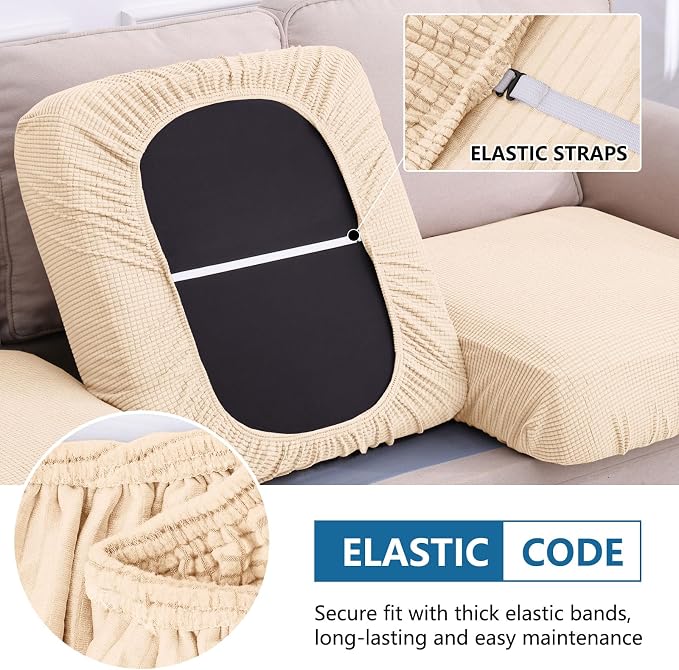 hyha Waterproof Sectional Couch Covers, Non Slip Sofa Couch Cushion Covers L - Image 4