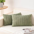 Pack of 2 Corduroy Decorative Throw Pillow Covers 12x20 InchSoft Boho Striped by Unknown