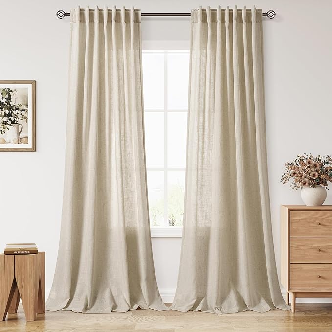 Nanspring Eggshell Beige Curtains 90 Inches Long by Nanspring