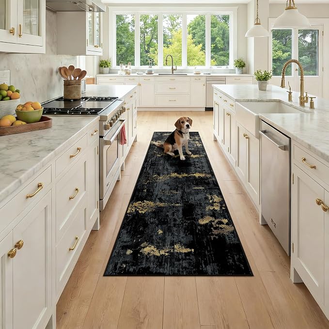 Washable Area Rugs 2x7 Non-Slip Modern Abstract Soft by RELEANY
