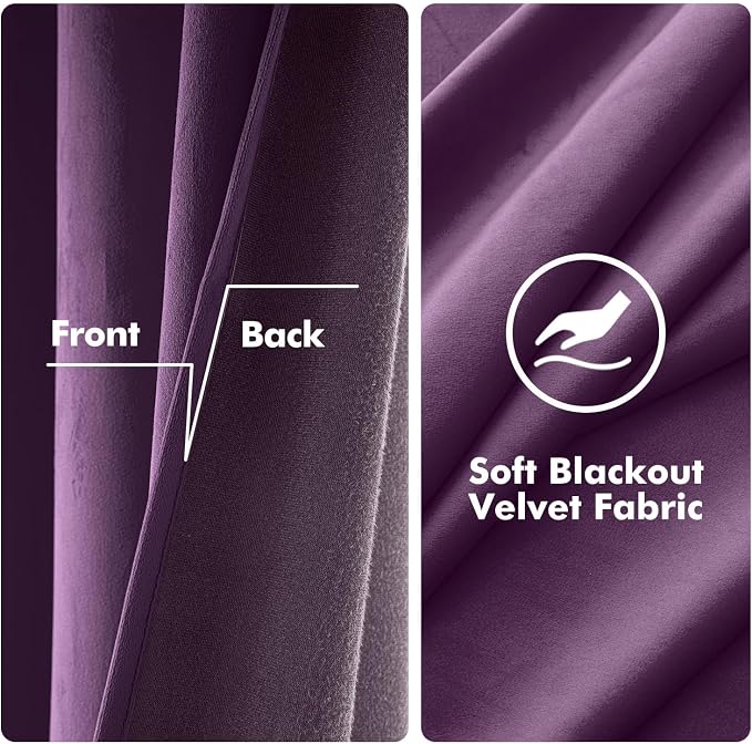 MIULEE Velvet Curtains Purple Elegant Grommet Thermal Insulated Soundproof Room - Image 3