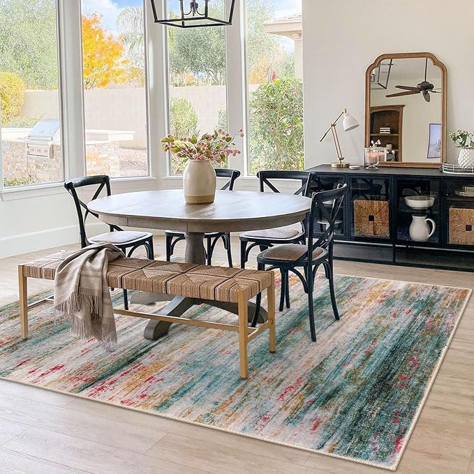 KOZYFLY Washable Area Rug 5x7 Modern Ombre Thin Rugs - Image 7