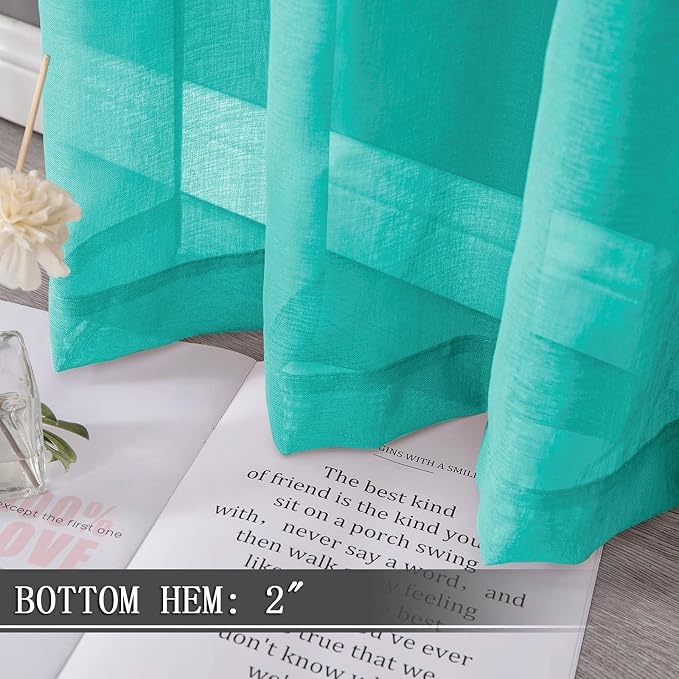 Tollpiz Sheer Curtain Linen Textured Bedroom Curtains Sheer Light Filtering Rod - Image 4