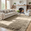 5x7 Area Rugs for Living Room: Soft Fluffy Shag Gray Camel Rugs for Bedroom by CarpetAddColortoYourLife