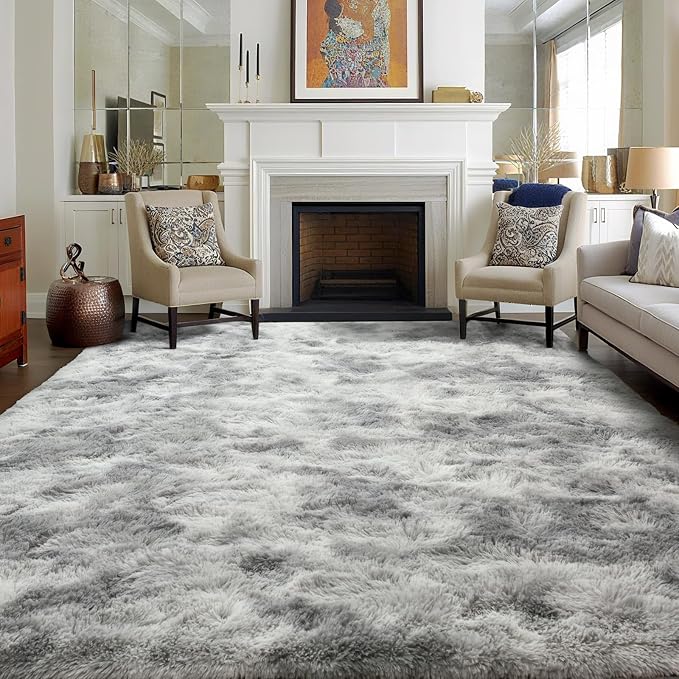 8x10 Ft Extra Large Shag Rugs for Living Room, Tie Dyed Ultra Soft Fluffy Furry by Cuzwlovita