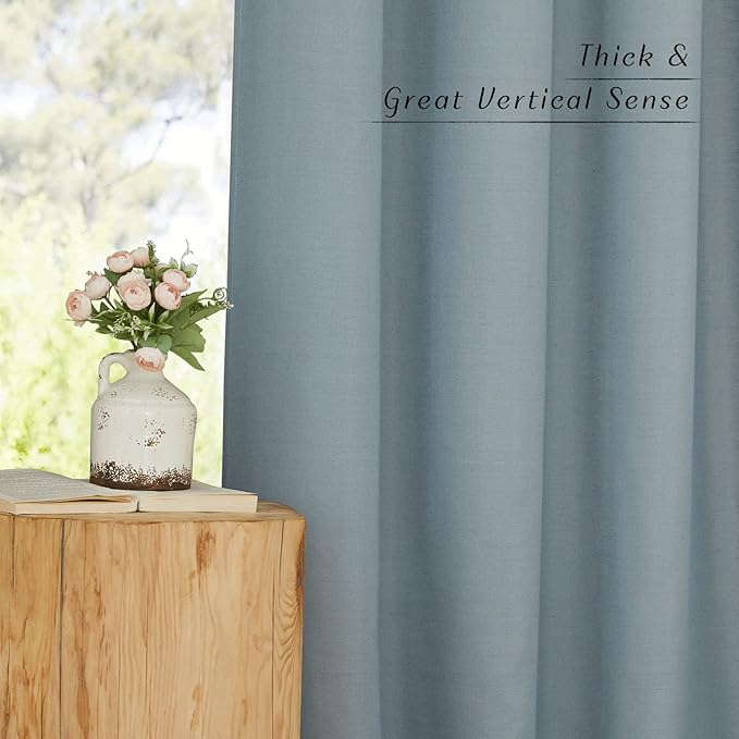 NICETOWN Linen Curtains for Windows 90 inch Long, Grommet Semi Sheer Vertical - Image 3