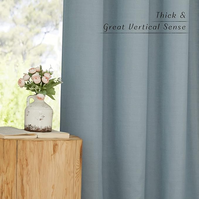 NICETOWN Stone Blue Linen Doorway Curtains 80 inches Long, Grommet Thick Linen - Image 7