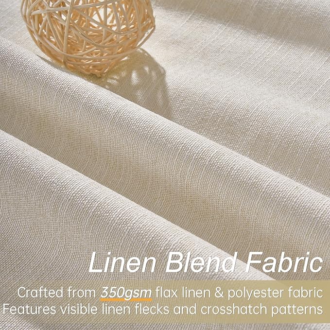 Topfinel Beige Linen Blackout Curtains 84 Inch Long, Modern Black Out Curtains - Image 3