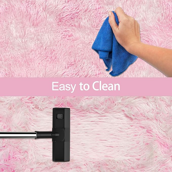 Tie-Dye Pink Soft Shaggy Fluffy Rug - Image 7
