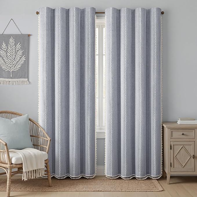 Blue Boho Blackout Curtains 2 Panels 84 Inch - Image 2