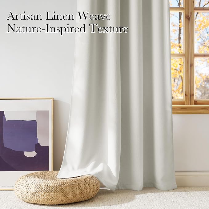 NICETOWN Faux Linen Natural Blackout Curtains 84 inches Long - Image 3