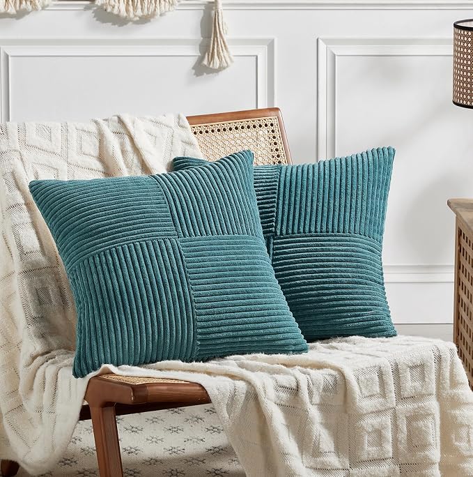 Fancy Homi 2 Packs Teal Decorative Throw Pillow Covers 20x20 Inch by Fancy+Homi