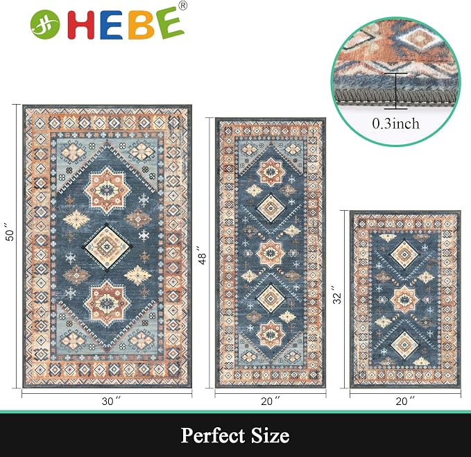 HEBE Boho Kitchen Rug Sets 3 Piece - Image 2