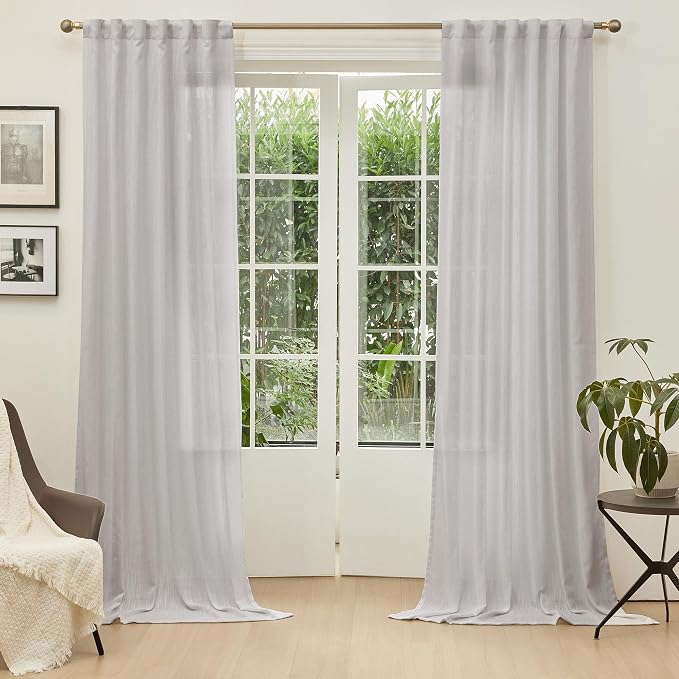 MYSKY HOME 108 Inches Long Ceiling Curtains, Light Filtering Boho Window Sheer - Image 2
