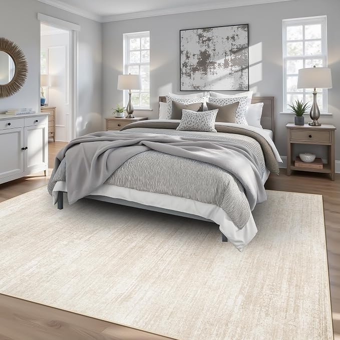 Area Rugs 6x9 for Living Room: Washable Rug Modern Abstract Neutral Soft - Image 2
