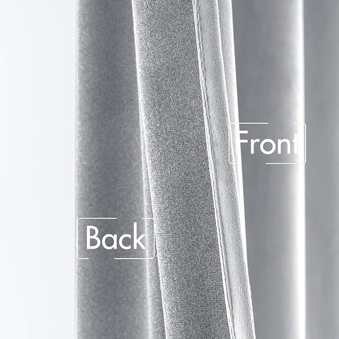 MIULEE Greyish White Velvet Curtains 96 inches 2 Panels - Image 6