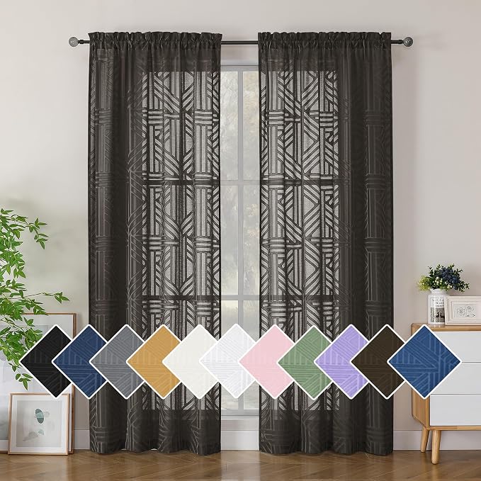 Simplebrand Chocolate Semi Sheer Curtains 84 Inches Long 2 Panels, Light by Simplebrand