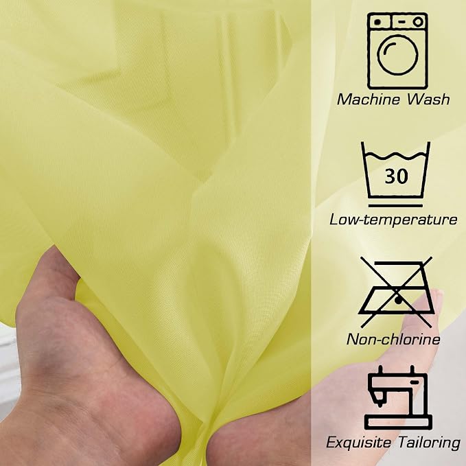 OWENIE Short Lemon Sheer Curtains 30 Inch Length 2 Panels Set, Kitchen Curtains - Image 5
