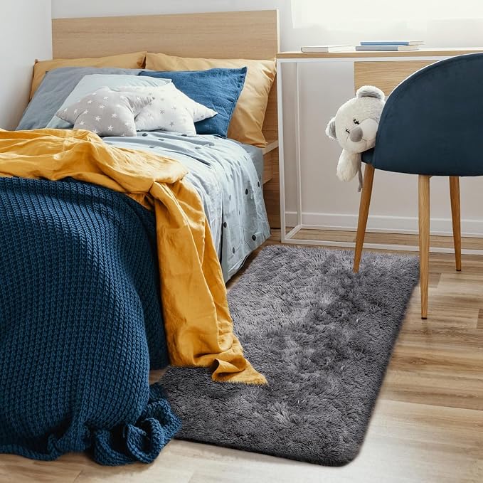 Ophanie 2x4 Small Rug Upgrade Non Slip Throw Bedside Area Rugs, Fluffy Soft - Image 3