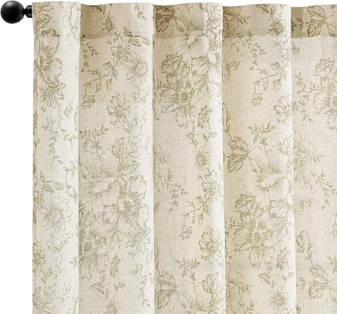 jinchan Linen Blend Floral Curtains - Image 8