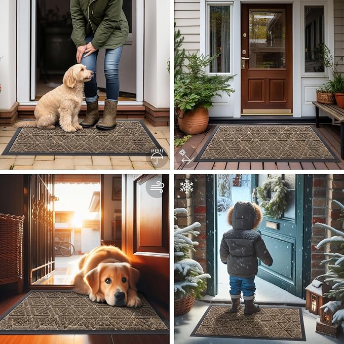 Smiry Front Door Mat Outside Entrance, Heavy Duty Sturdy Natural Rubber Doormat - Image 7