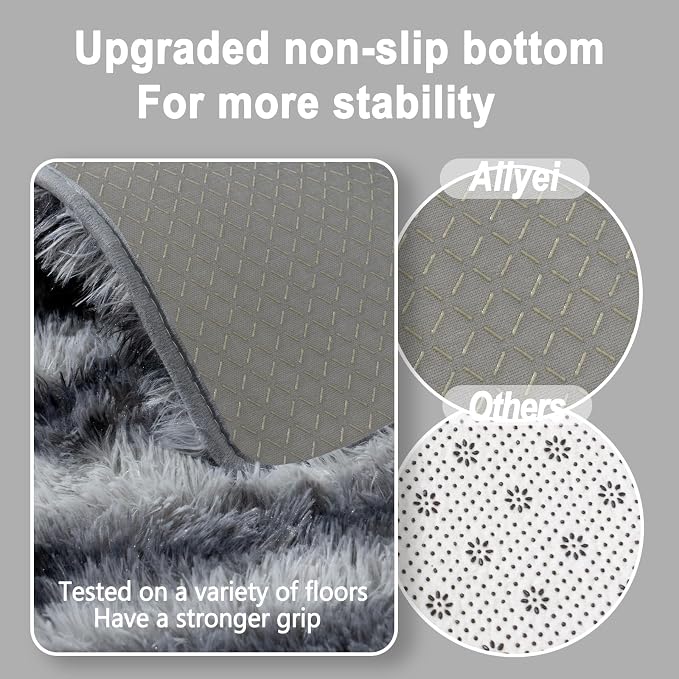 Soft Runner Rugs for Bedroom Hallways, 2x6 Black and White Fluffy Shag Throw - Image 6