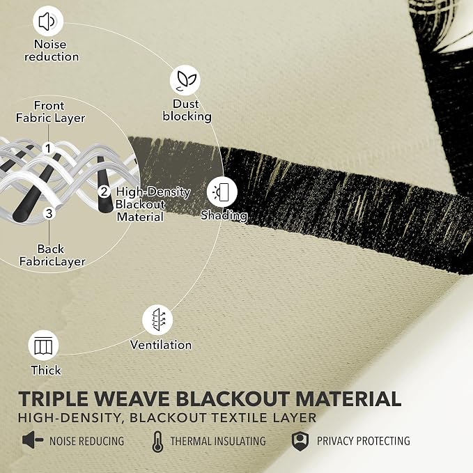 Deconovo Blackout Curtains, Thermal Insulated, W52 x L54 2 Panels, Back Tab - Image 5