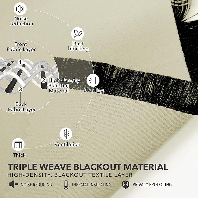 Deconovo Blackout Curtains, Thermal Insulated, W52 x L63 2 Panels, Back Tab - Image 5