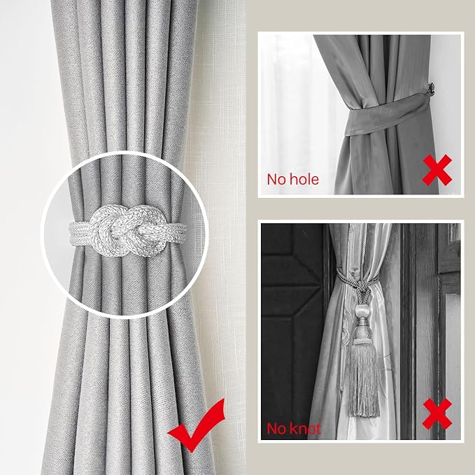NICEEC 2 Pack Mini Magnetic Curtain Tiebacks Nordic Simple Style Drape Tie - Image 2
