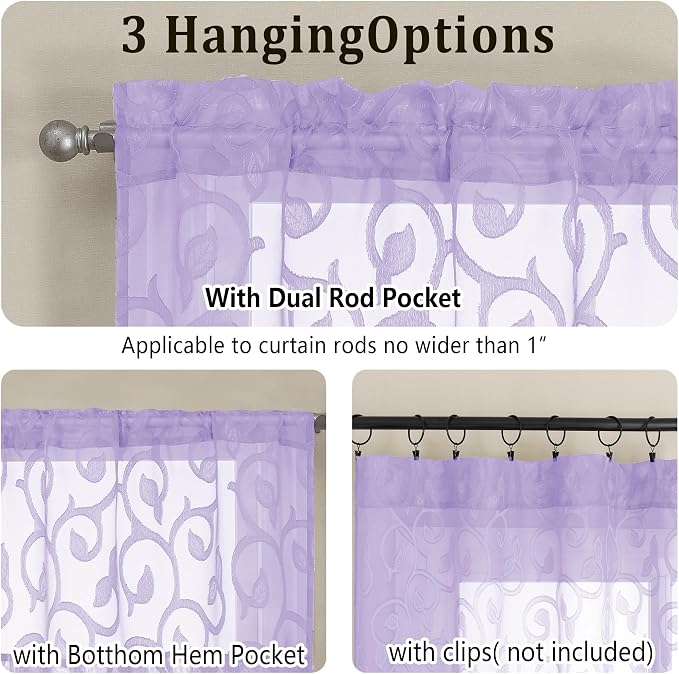 OWENIE Furman Sheer Curtains 45 inch Length - Image 5