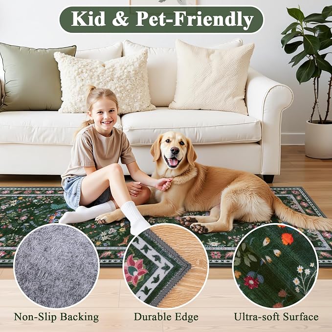 HEBE Washable Hallway Runner Rug 2'x 8' Non Slip Kitchen Rugs Runner, Low Pile - Image 6