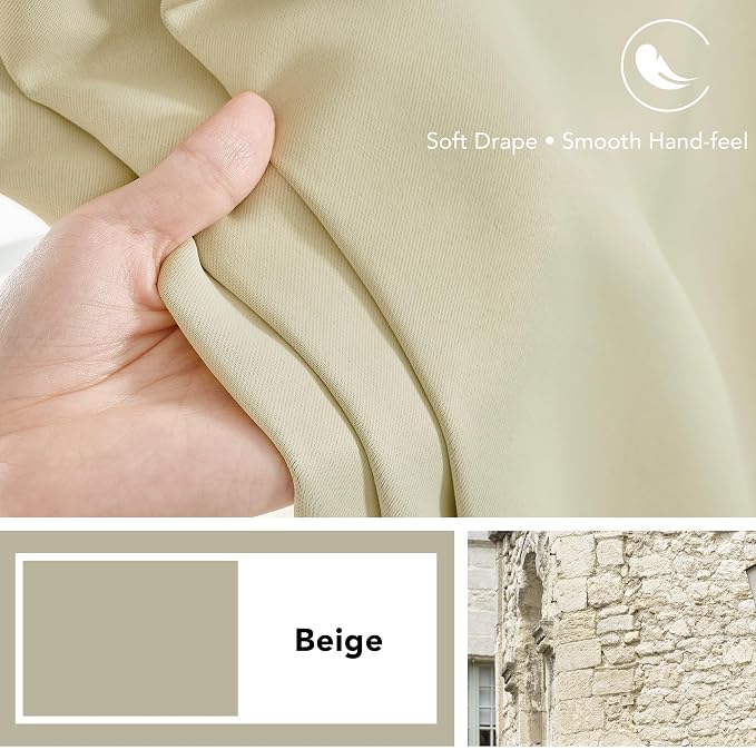 Deconovo Blackout Curtains, Thermal Insulated, W70 x L108 2 Panels, Back Tab - Image 7