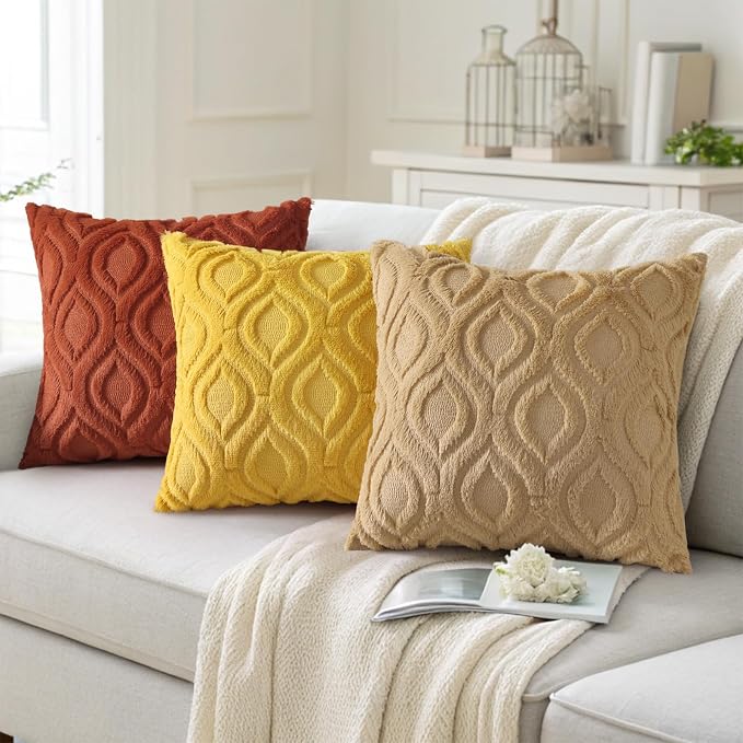 decorUhome Throw Pillow Covers 26x26 Inch Set of 2, Soft Plush Faux Wool Khaki - Image 7