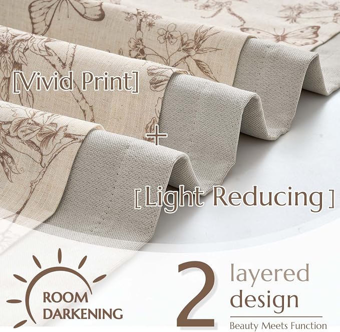 jinchan Floral Curtain Valance for Windows 16 Inch Linen Valance for Kitchen - Image 5