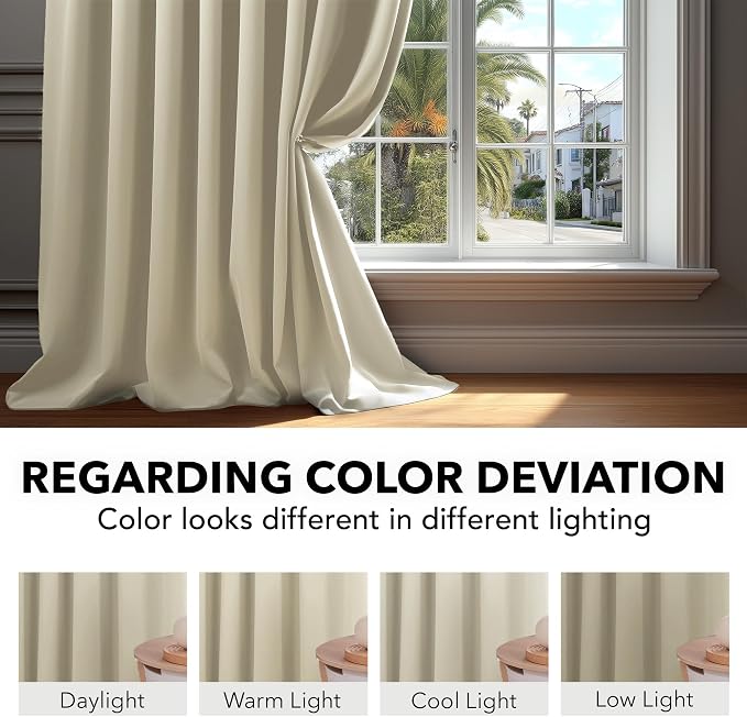 Deconovo Blackout Curtains, Thermal Insulated, W52 x L95 2 Panels, Back Tab - Image 6