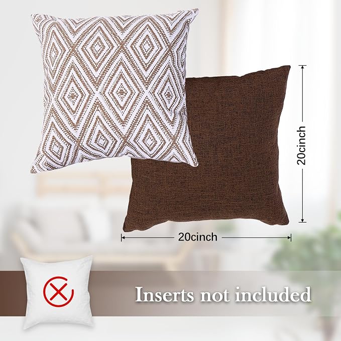 HPUK Decorative Throw Pillow Covers Set of 4 Geometric Design Linen Cushion - Image 3