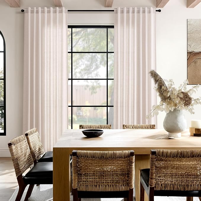 Nanspring Natural White Linen Curtains 96 Inches Long - Image 8