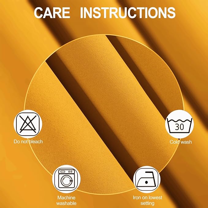 LEMOMO Yellow Blackout Curtains 42 x 54 Inch Length Set of 2 Panels Grommet - Image 4