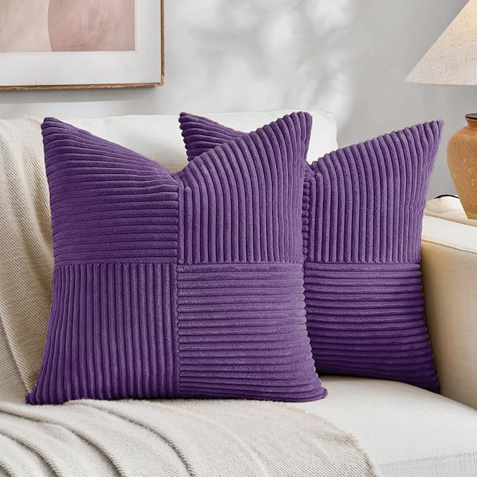 Fancy Homi 2 Packs Purple Big Decorative Throw Pillow Covers 24x24 Inch by Fancy+Homi