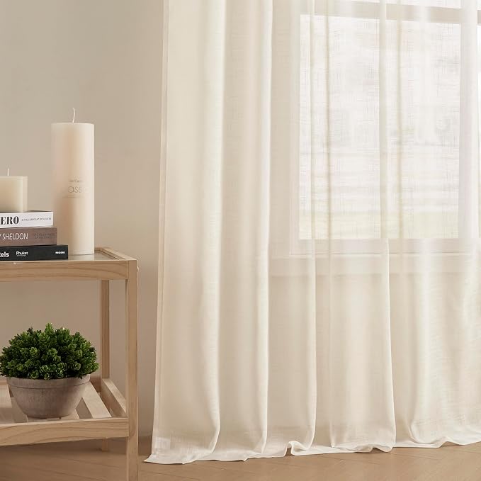 Joydeco Sheer Curtains 72 Inches Long, Linen Curtains Window Privacy Assured - Image 6