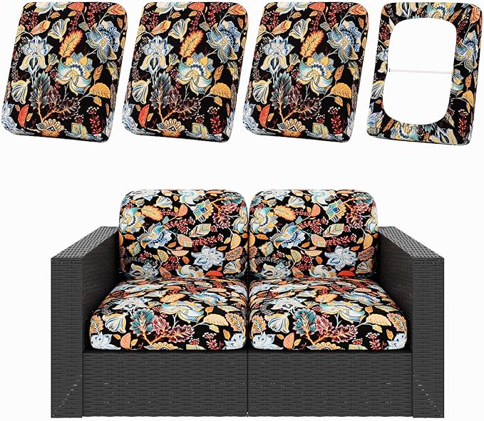 hyha 4Pcs Patio Cushion Covers, Stretch Outdoor Couch Cushion Covers Replacement by hyha