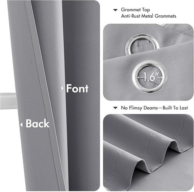 MIULEE Blackout Curtains for Bedroom 2 Panels 40 x 84 Inch Long Light Grey | - Image 4
