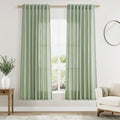 Mist Sage Linen Curtains 63 Inches Long 2 Panel Sets by Nanspring